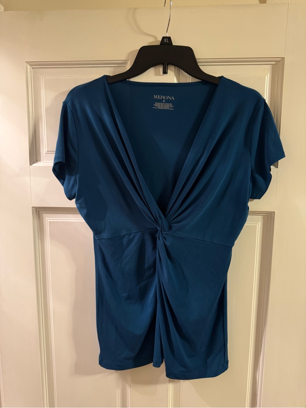 Merona Deep Teal Twist-Front Short Sleeve Top